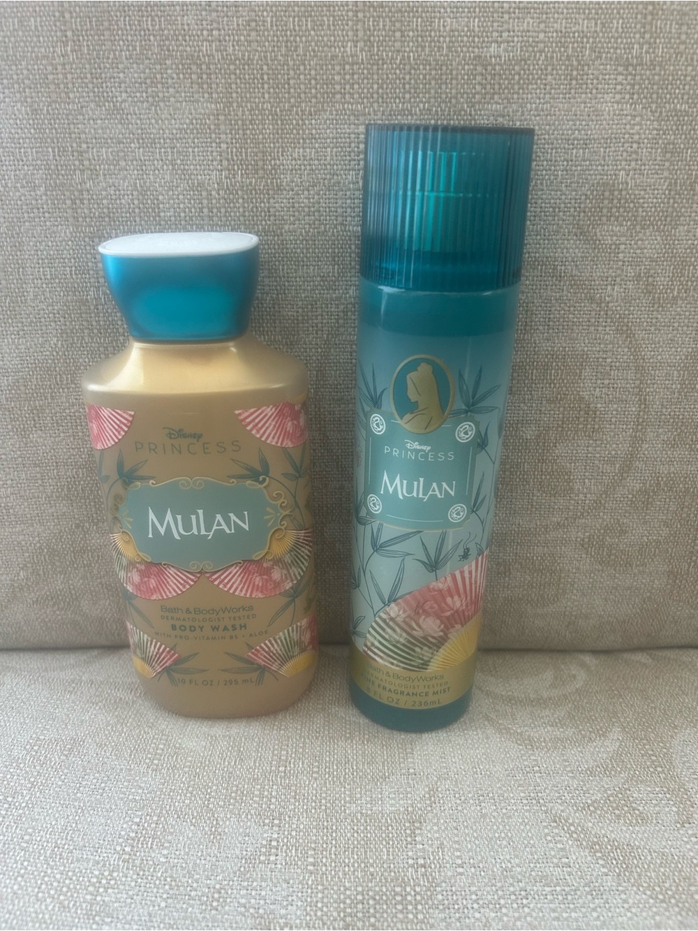 Bath & Body Works Mulan Body Wash & Fragrance Mist - Teal, Gold, Pink